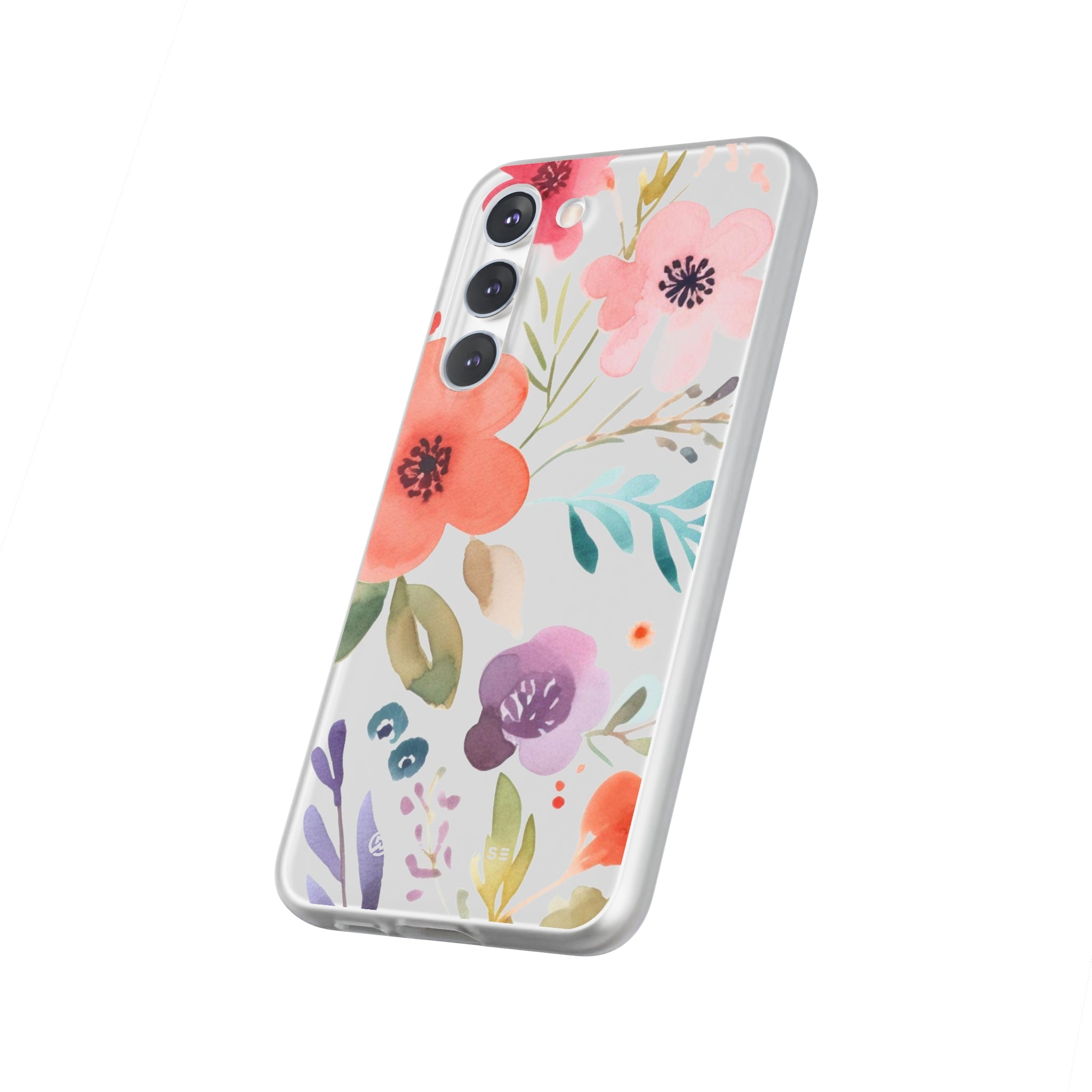 Motif de fleurs bleu rose Slim